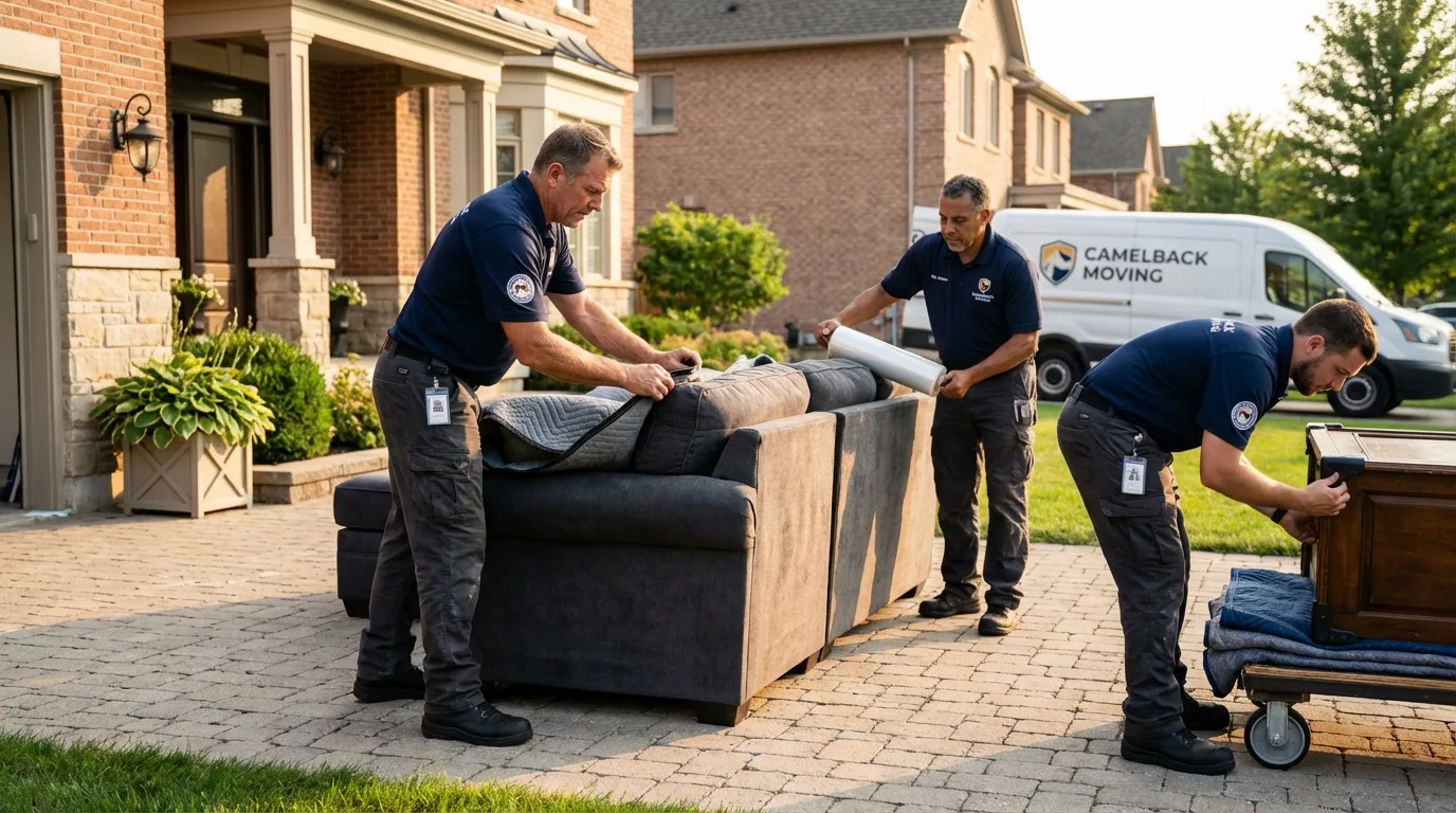 Large estate moving crew wrapping furniture in Nickerson, KS
